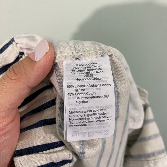 J Crew Women Navy & White Striped Linen Blend Pull On Shorts Size M - Picture 7 of 8